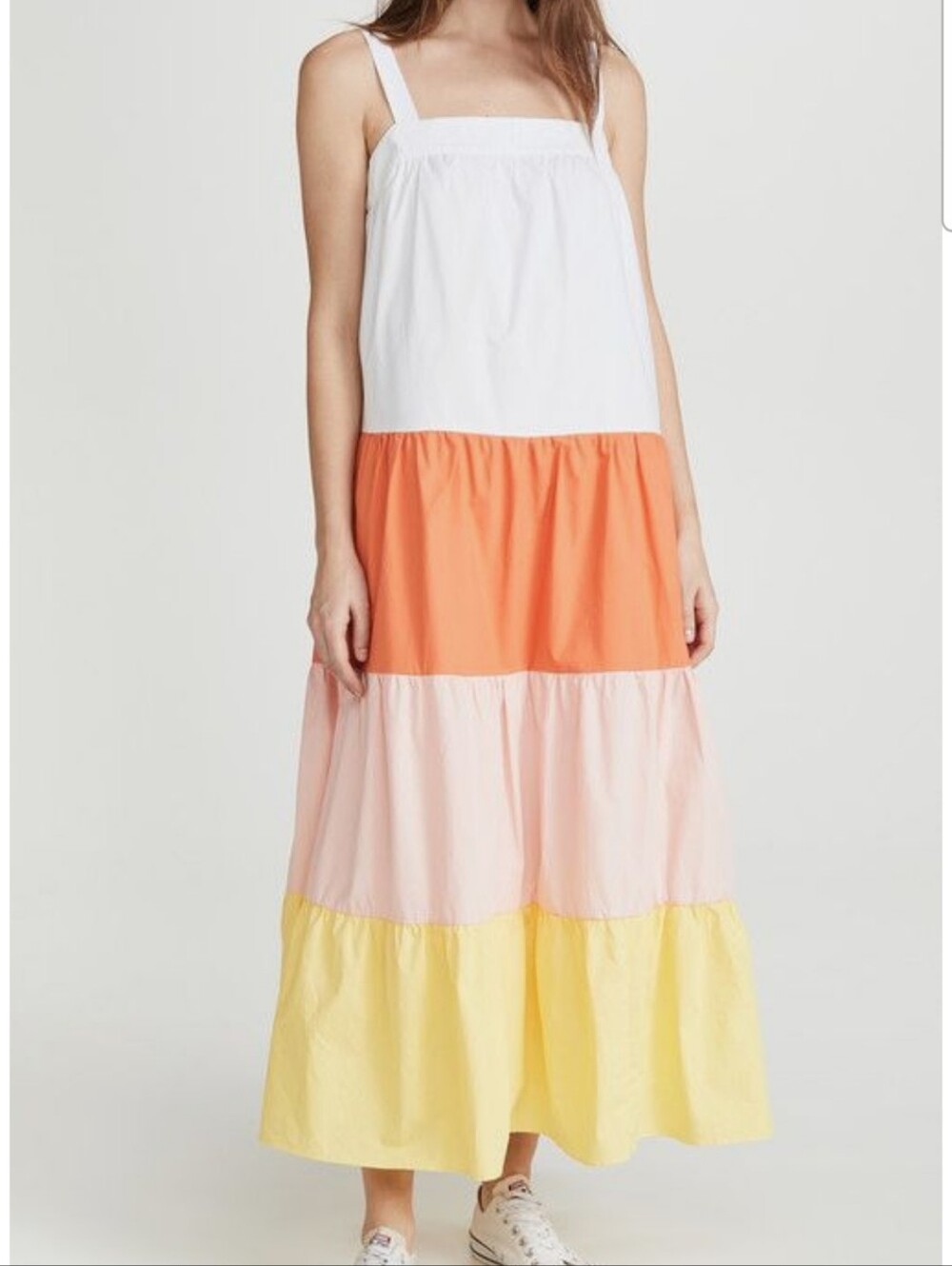 English Factory Endless Rose Colorblock Sundress - White,Orange, Pink & Yellow L